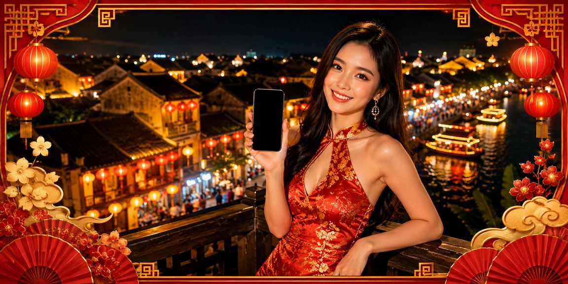 Không khí theo dõi thể thao trực tuyến buổi tối tại Hội An với ánh đèn lồng