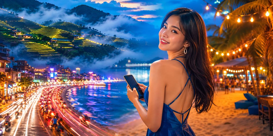Người chơi Sapa trải nghiệm casino di động trong ánh đèn neon về đêm